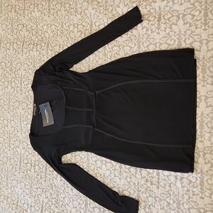 Black Sheer Mesh Square Neck Binding Detail Bodycon Dress